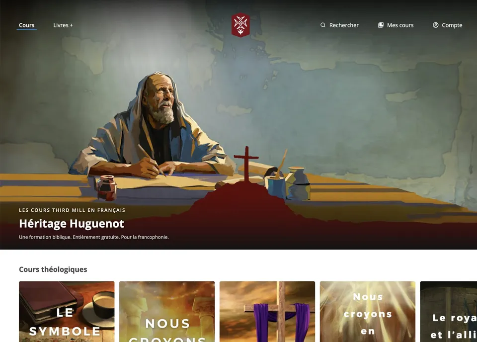 The Heritage Huguenot app, showing the course library