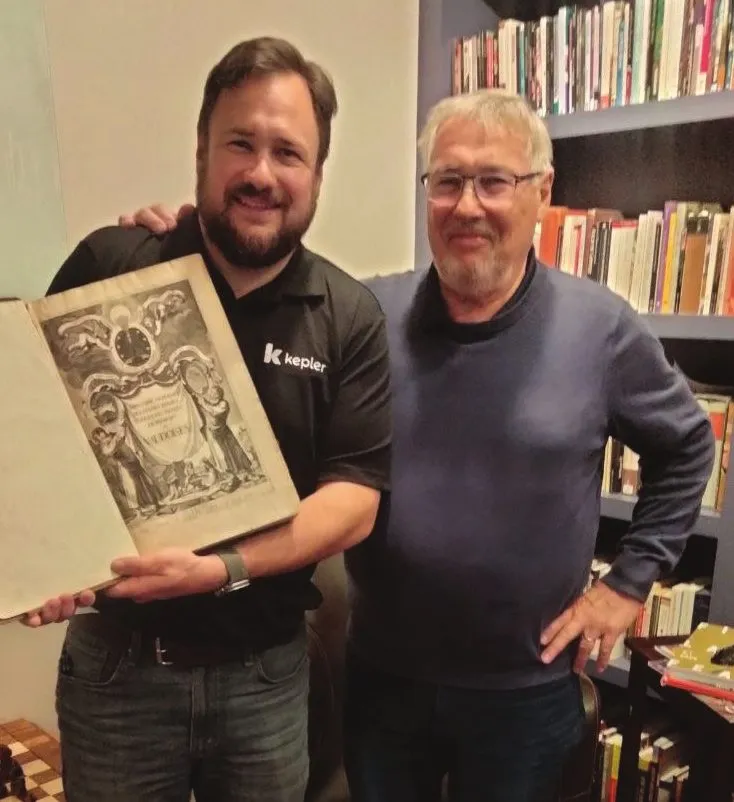 Daniel Oddon and Georges-Émile Durand with the 1669 Histoire Générale des Vaudois